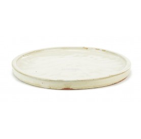 Plateau rond pour bonsaï 22.5 cm crème
