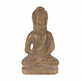 Statue bouddha terre cuite or mat 30,5 cm.