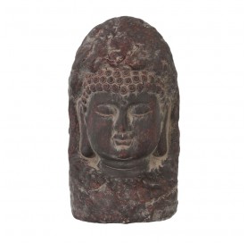 Statue de Bouddha en terre cuite gris foncé 25 cm.