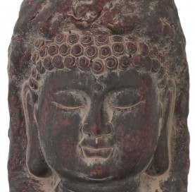 Statue de Bouddha en terre cuite gris foncé 25 cm.