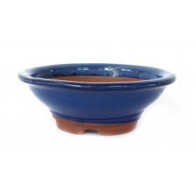 Bonsaischale rund aus Keramik 14.5 cm. Blau.