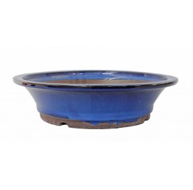 Bonsaischale rund aus Keramik 35.5 cm. Blau.