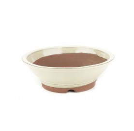 Pot rond pour bonsaï 19.5 cm crème