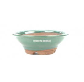 Round bonsai pot 14.5 cm green