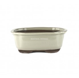 Pot ovale pour bonsaï 23.5 cm crème