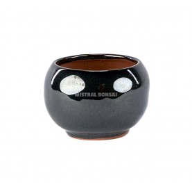 Bonsaischale rund aus Keramik 8 cm schwarz