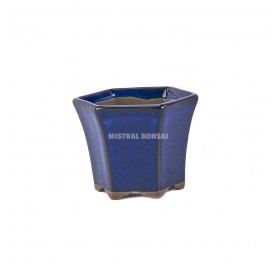 Hexagonal bonsai pot 8 cm blue