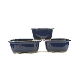Set-3 Pot ovale pour bonsaï 23.5/20/17 cm bleu