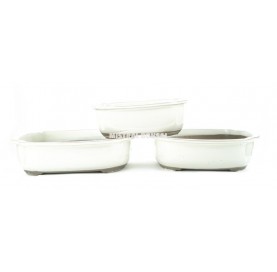 Set-3 Bonsaischale oval aus Keramik 31/28/25 cm cremefarben