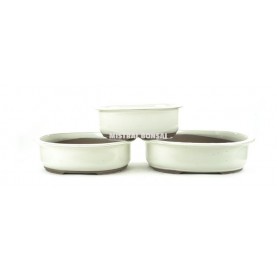 Set-3 Bonsaischale oval aus Keramik 30/27/24 cm cremefarben