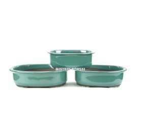 Set-3 Bonsaischale oval aus Keramik 30/27/24 cm grün