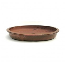 Bonsaischale oval aus Keramik 47 cm. Rostfarben.