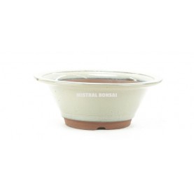 Pot rond pour bonsaï 22x8 cm crème
