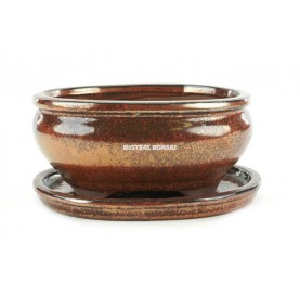 Oval bonsai pot 20 cm with saucer. Oxide