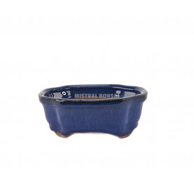 Oval bonsai pot 15.5x12.5x5.5 cm blue