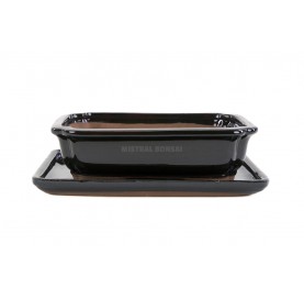 Rectangular bonsai pot 22 cm with saucer. Black