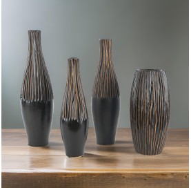 SAVANA Ovale Vase 22 cm schwarz.