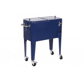 Kühlbox aus blauem Stahl für den Außenbereich 56L – Retro-Stil und höchste Funktionalität