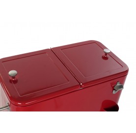 Nevera de acero roja de 56 L para exterior – Estilo retro y máxima funcionalidad