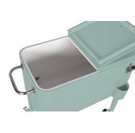Nevera de acero menta de 56 L para exterior – Estilo retro y máxima funcionalidad