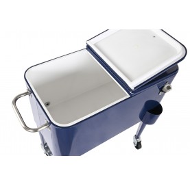 Glacière en acier bleu 56 L pour l'extérieur – Style rétro et fonctionnalité maximale