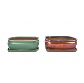 Tiesto rectangular canto redondo 32 cm con plato colores