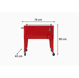 Nevera de acero roja de 56 L para exterior – Estilo retro y máxima funcionalidad