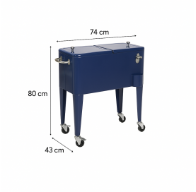 Glacière en acier bleu 56 L pour l'extérieur – Style rétro et fonctionnalité maximale