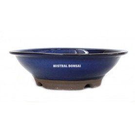 Pot rond pour bonsaï 28x8 cm bleu