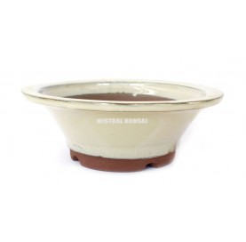 Pot rond pour bonsaï 19 x 6.5 cm. Crème.