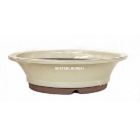 Pot rond pour bonsaï 32 x 8.5 cm crème