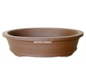 Oval ceramic bonsai pot of...