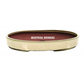 Oval bonsai pot 30.5x21x4.3 cm cream