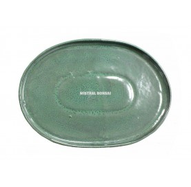 Oval dish for bonsai 20 cm (8'') green