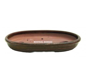 Bonsaischale oval aus Keramik 48.5 cm. Rostfarben.