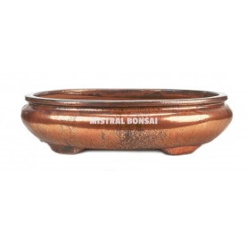 Oval ceramic bonsai pot of...
