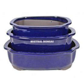 Set-3 oval bonsai pots 31/28/25 cm blue