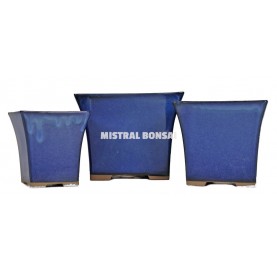 Set-3 Square/Cascade bonsai pots 16 cm (6.5") blue