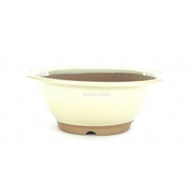 Round ceramic bonsai pot of 31.5 cm cream