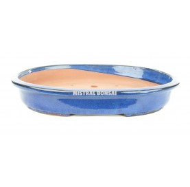 Pot ovale pour bonsaï 40x32x6 cm bleu