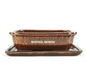 BASIC Rectangular bonsai pot 23.5 cm with saucer. Colours.