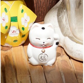MANEKINEKO Chat de la chance en résine (Blanc) 5.20 cm